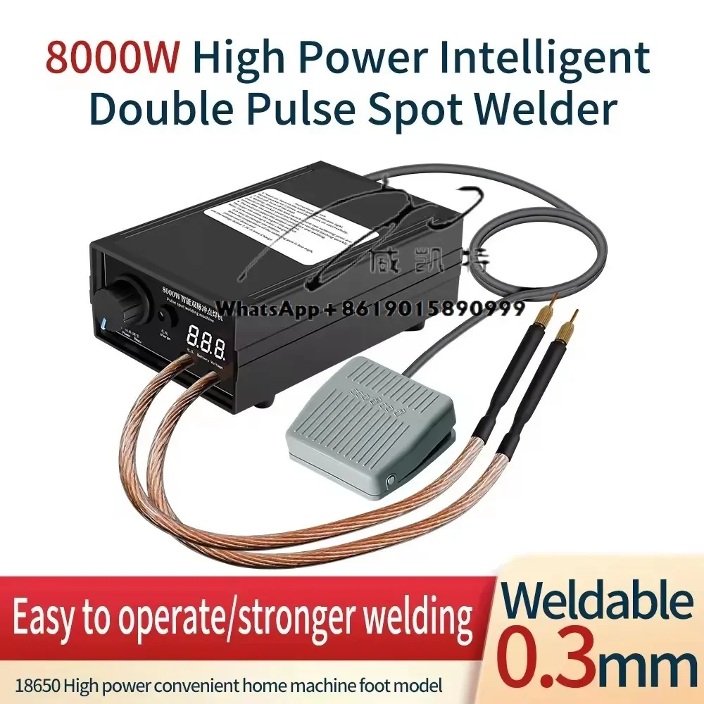 8000W Spot Welder 0.1-0.3mm Battery Spot Welder Adjustable Foot Pedal Operated Portable Spot welder for Making DIY Battery Packs