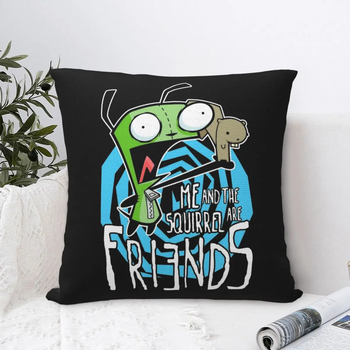 Invader Zim Square Pillow Case GIR Cushion Cover Awesome Zippered Decor Pillowcover for Living Room 45*45cm