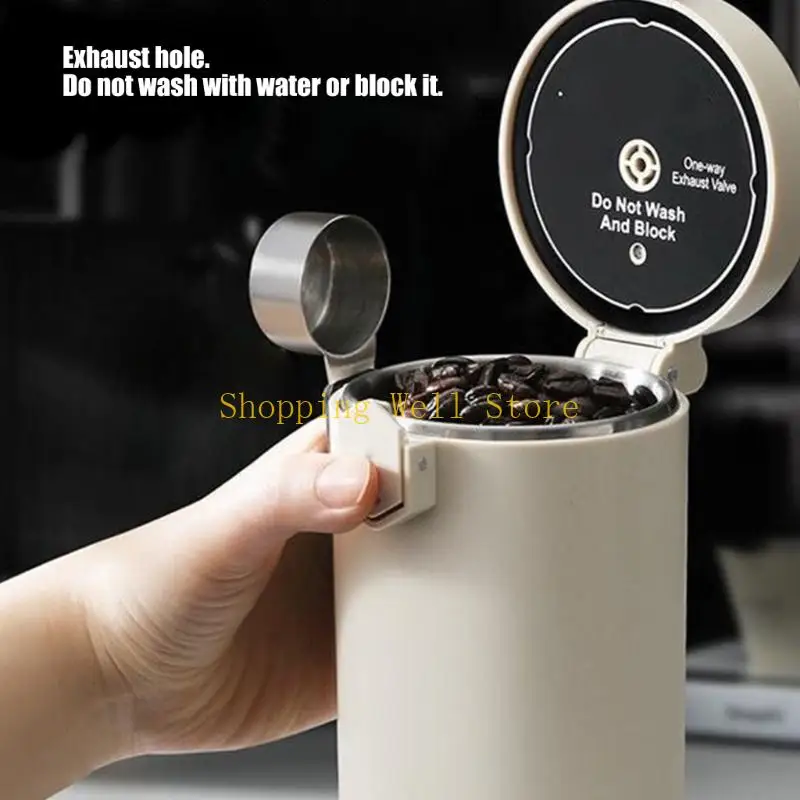 KX4B Premium 600ml Coffee Bean Tin Stainless Steel Sealed Jar With Measuring Spoon