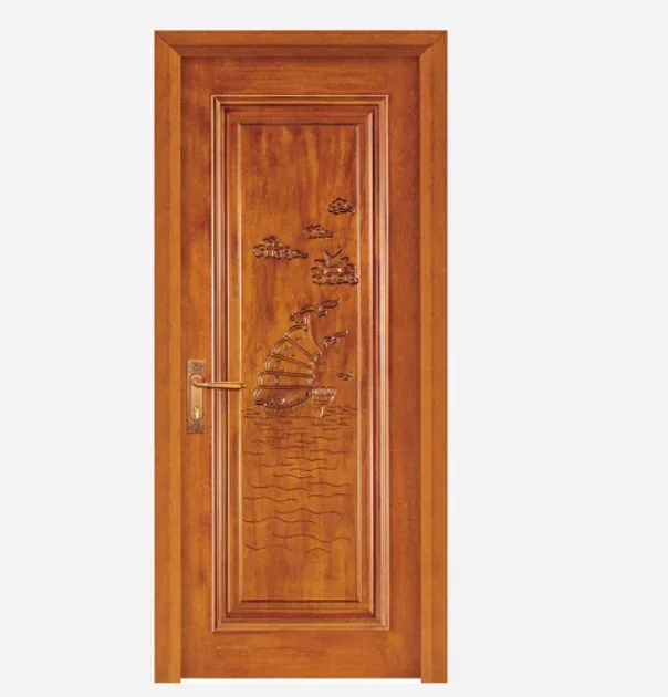 Porta de madeira esculpida porta interior de design clássico de alta qualidade