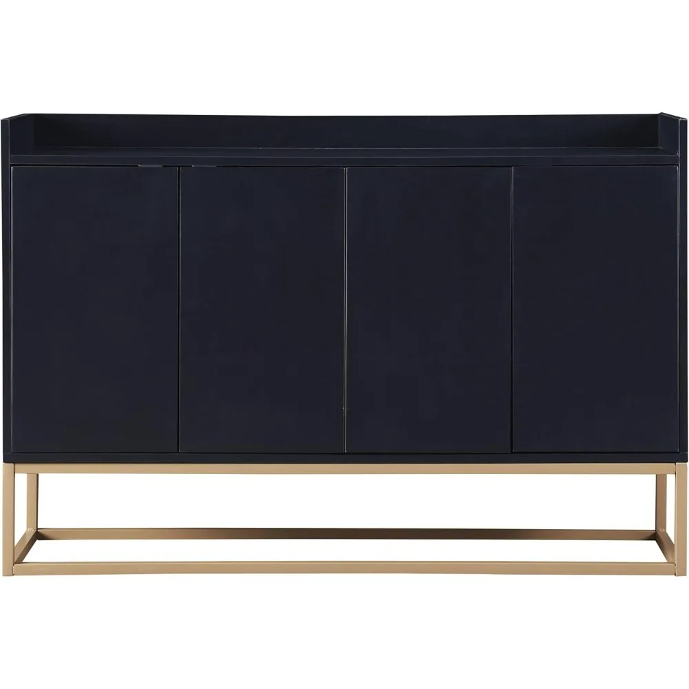 خزانة تخزين جانبية حديثة مع أبواب وقاعدة معدنية، خزانة بوفيه خشبية للمطبخ مع أرفف قابلة للتعديل لـ Sma