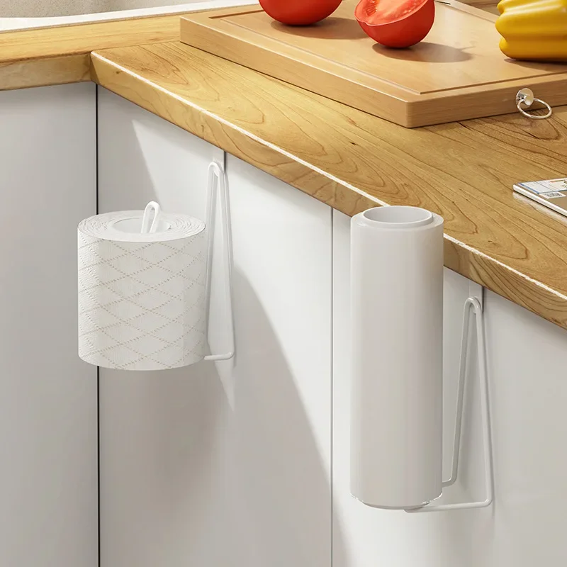 Multipurpose Wall-Mounted Toilet Paper Holder Stainless Steel Hooks No Drill Space-Saving Design Bathroom Kitchen Toilet Storage