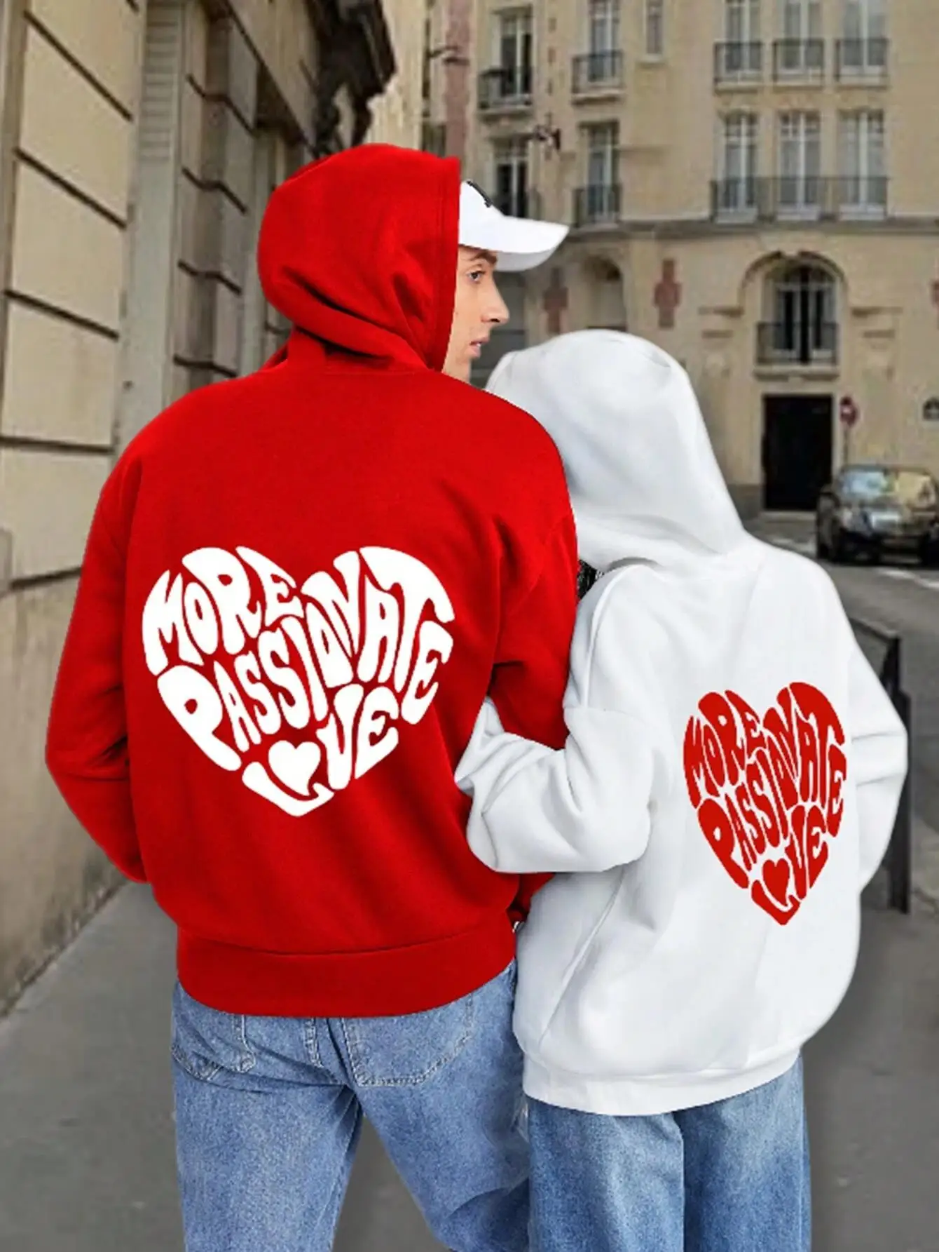 More Passionate Love Letter Graphic Printing Male Hoodie Simple Casual Hoody Warm Loose Sweatshirt Hipster Fleece Sportswear