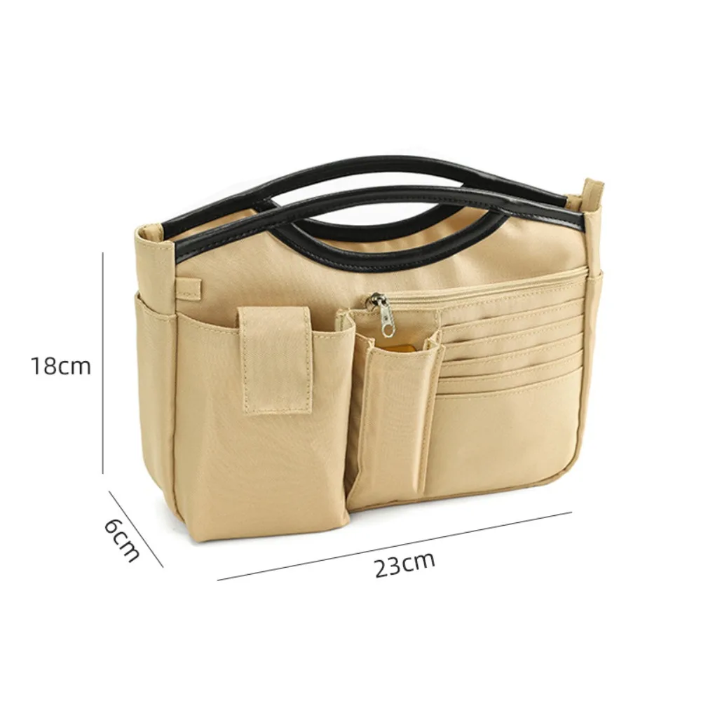 

Fashion Cosmetic Organizer Multi-Pocket Handbag Storage Bags Nylon Inner Bag Solid Color Fashionable Insert Bag Students