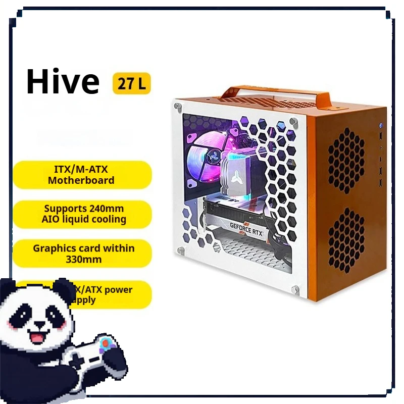 Casing Honeycomb Matx Sisi Transparan Bahan Aluminium Mendukung Kartu Grafis 330mm Pendingin Air 240 untuk Komputer Desktop