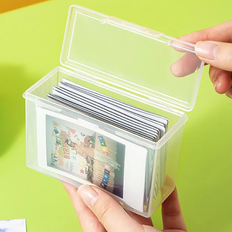 1PC Transparent Plastic Storage Box Photocards Small Card Collection Organizer Storage Box Desk Organizer Stationery Box