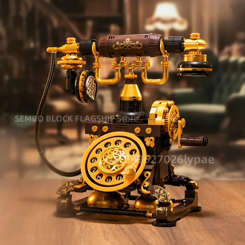 

Classic Retro Phone Modeling Assembled Building Blocks Collection Retro Toy Desktop Ornaments Children's Holiday Gifts