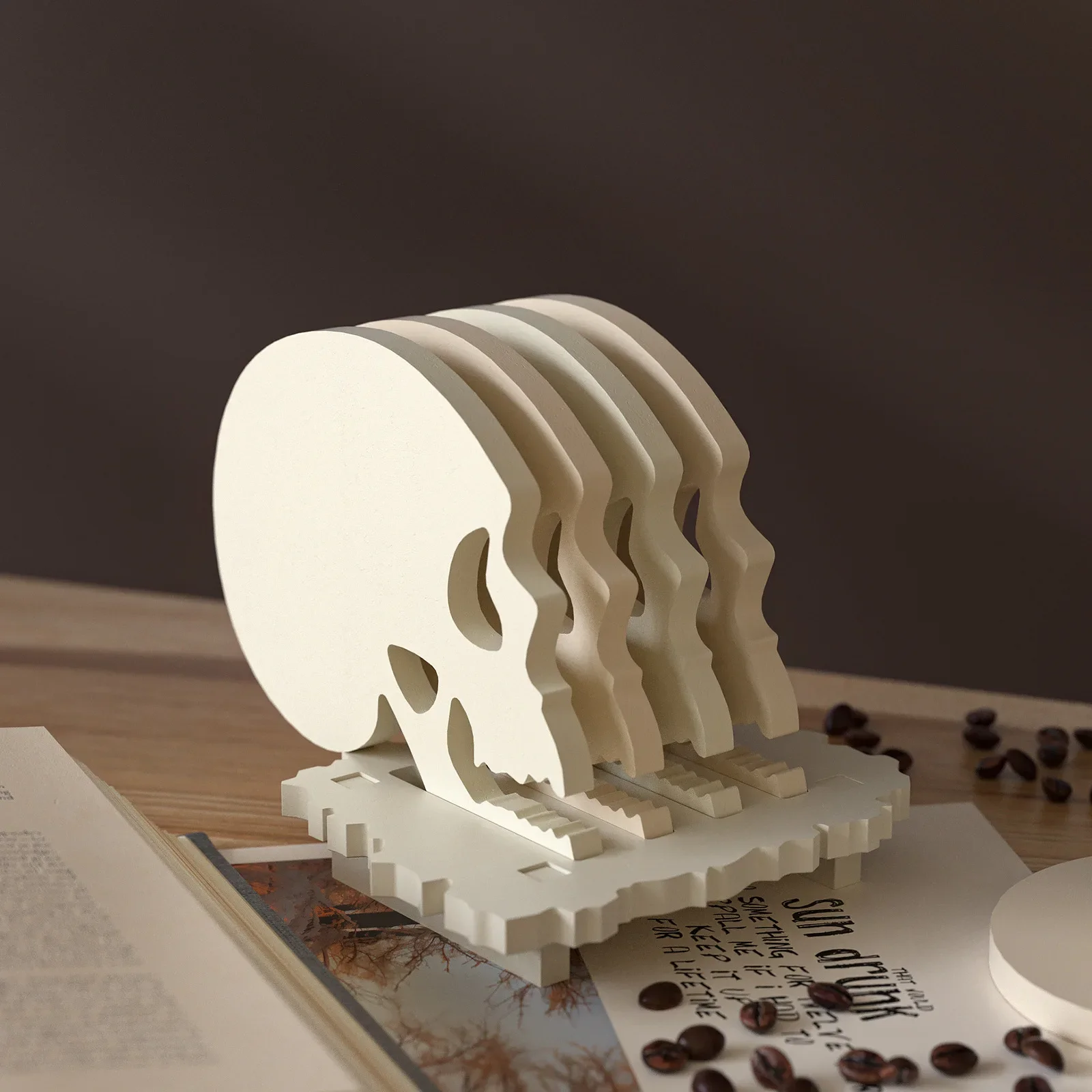 Подставка для головы скелета, силиконовая форма, сделай сам, эпоксидная смола, коврик для кофейной чашки с полкой для хранения, форма для Хэллоуина, декор, ремесло, ручная работа