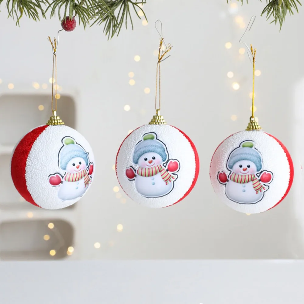 

3PCS/SET Flocked Christmas Tree Ornament Cartoon Snowman/Santa Claus/Elk Xmas Tree Hangings Shimmer Colorful