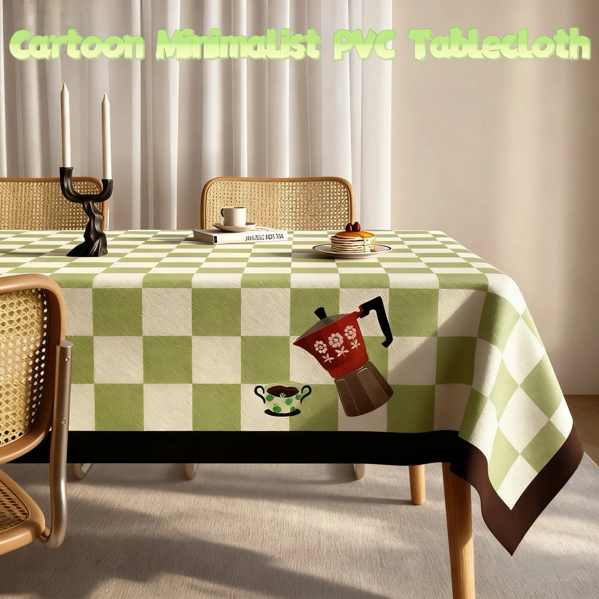 Modern Oilproof Tablecloth,Cartoon Design,Wash-Free PVC Table Cover for Dining Table,Rectangular Tablecloth,Luxury Home Decor