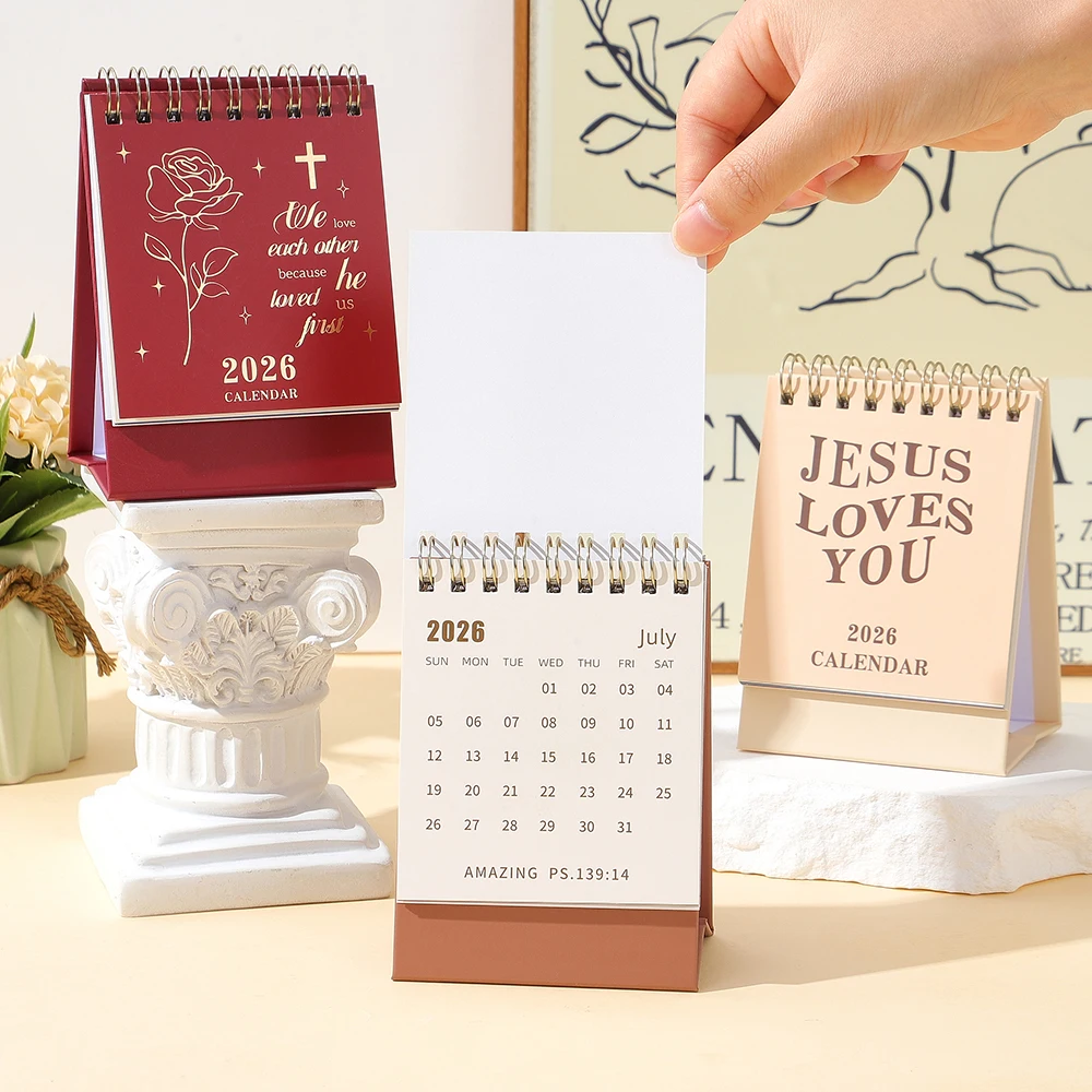 

Ежемесячный мини-настольный календарь на 2026 годы с катушкой, эффективный трекер ежедневного расписания для офиса, дома, школы, практичный органайзер, подарок