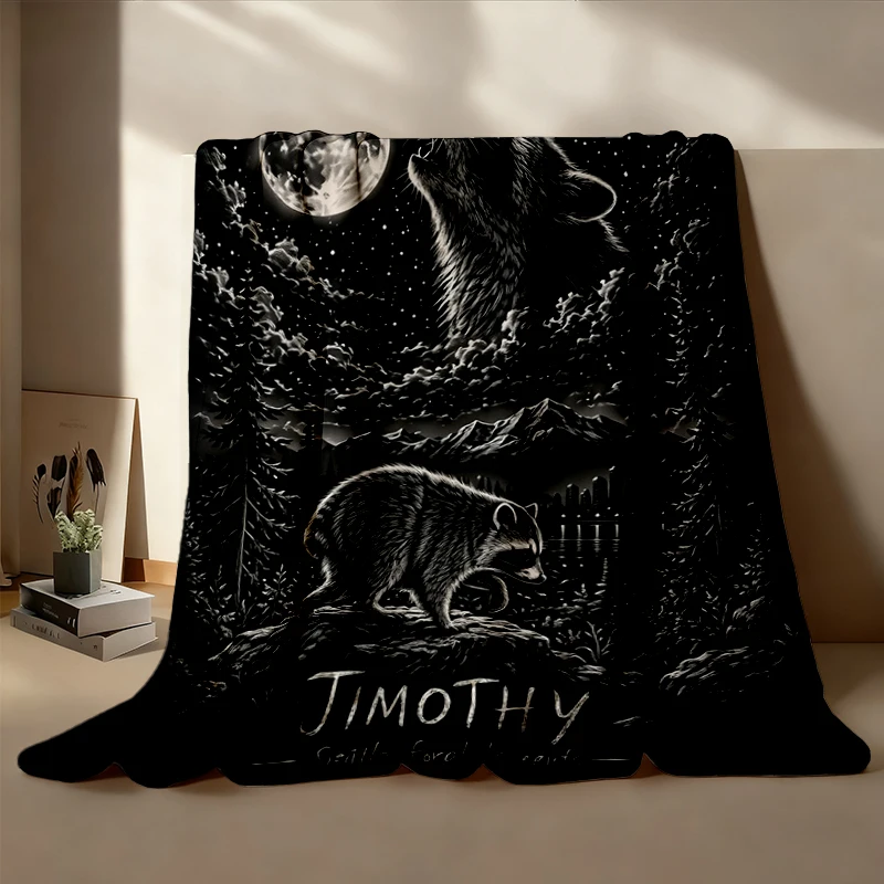 Vintage Jimothy Raccoon Flannel Blanket, Seattle Feral Legend Flannel Throw, Funny Trash Panda Cottagecore Animal