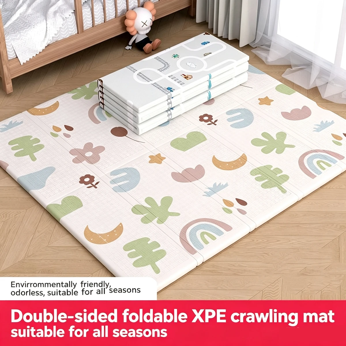 Alas Main Bayi XPE, Tikar Bermain Anak, Alas Lantai Lembut untuk Merangkak, Mainan untuk Anak, Karpet Lipat, Tikar Aktivitas Bermain dengan Tas, Hadiah