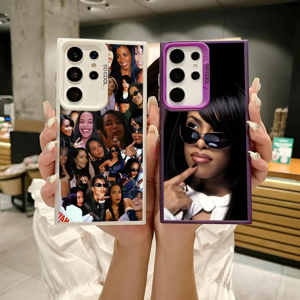 Singer A-Aaliyah Phone Case For Samsung S25 S24 Ultra 23 Fe 22 Plus Galaxy A54 A55 A13 A15 A25 A34 Colored Silver Cover