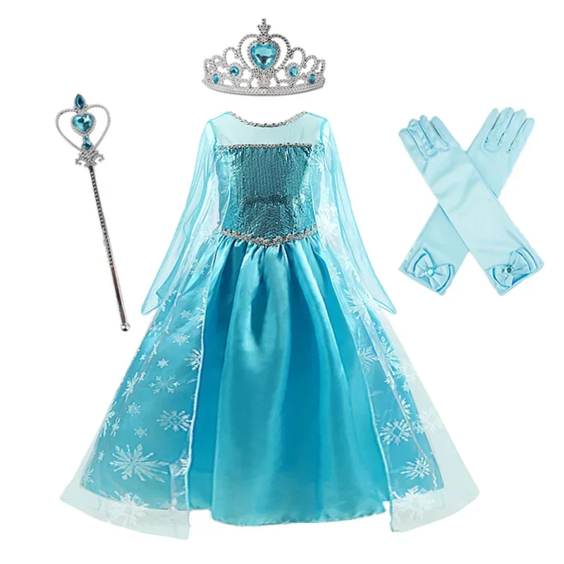 2024 Costumes for Girls Cosplay Princess Belle Mermaid Rapunzel Jasmine Clothes Princess Dress for Girl Cinderella Elsa Dress Up