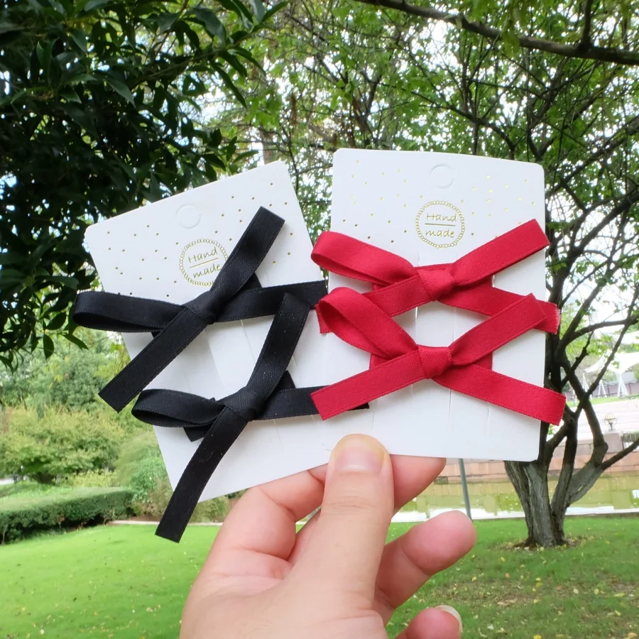 

2/Pcs/Set Girl Fashion Bow Ribbon Hair Clip Korean Headwear Student Classics Bangs Clip Simple Hairpin Woman Head Flower Gift