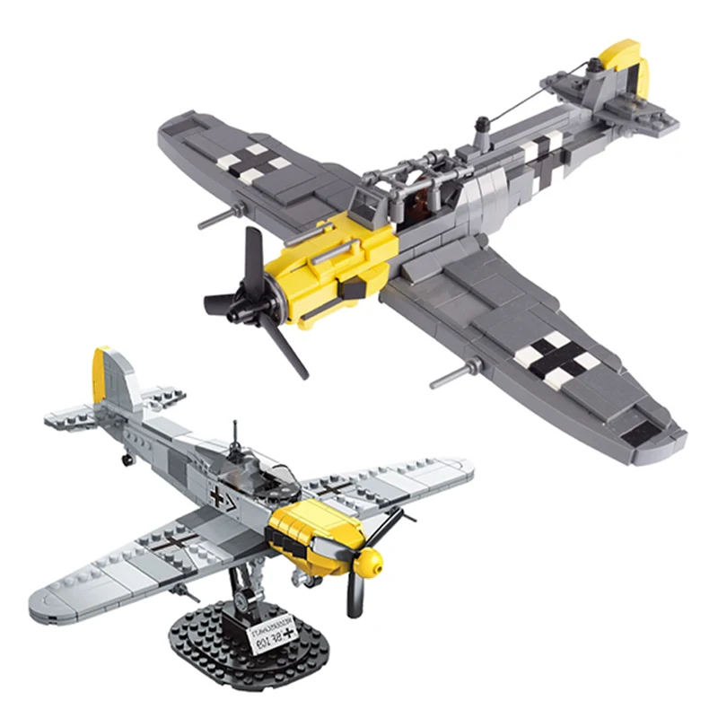 

World War II German BF109 US P-51 Fighter Model Military Soldier Weapon Jets Gunship Technique Building blocks Toy Gift