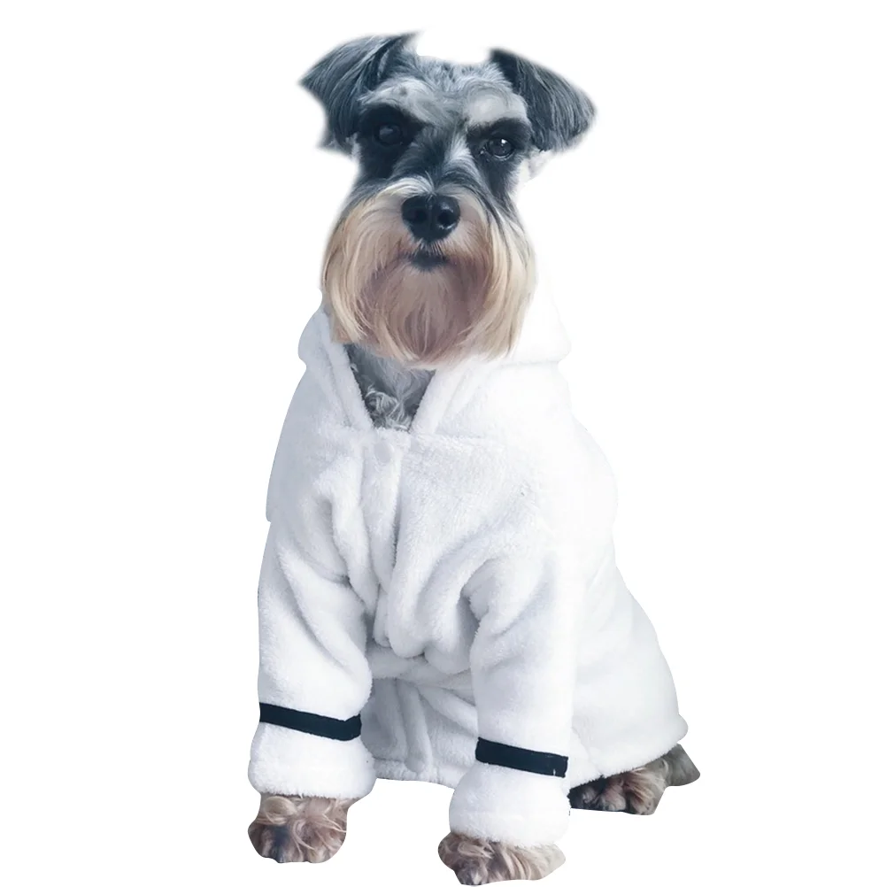 Creative Dog Bathrobe High Absorbent Quick-drying Robe Warm Animal Pajamas Hooded Bathrobe for Pet Dog Cat (White, Size XL)