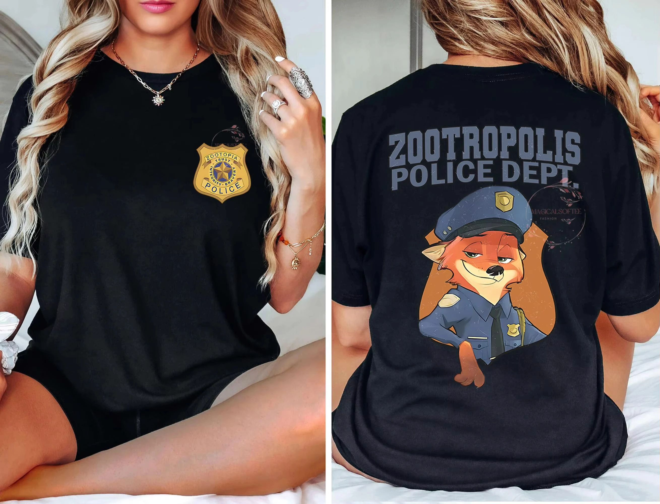 

Двусторонняя футболка с эмблемой полиции Зоотопии, ретро-футболка Зоотопия Дисней, футболка Диснейленд, футболка для семейных путешествий в Диснейленд