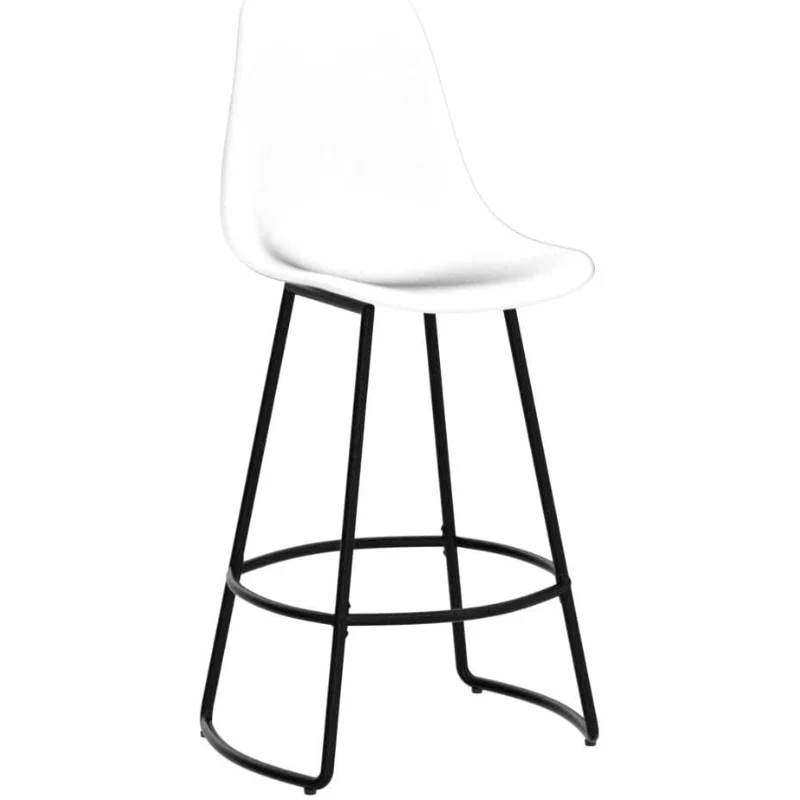Girevole un set di 4 sgabelli da bar da bancone, schienale in plastica sgabelli da bancone da bar moderni Sedie da bar in metallo bianco crema da 24 pollici