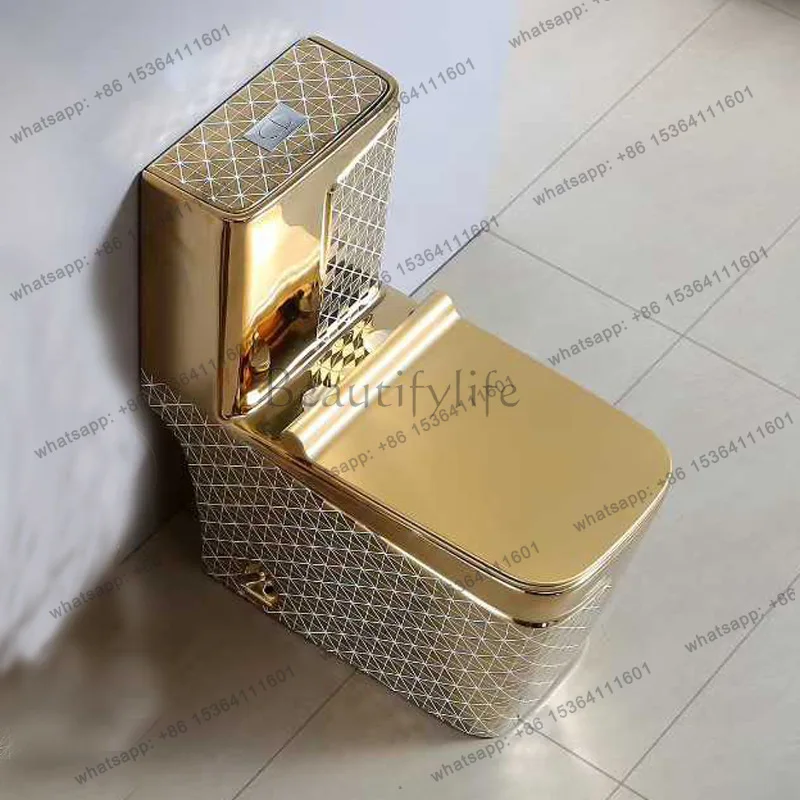 

One-piece colored gold toilet, gold-plated toilet, siphon against the wall, colored toilet