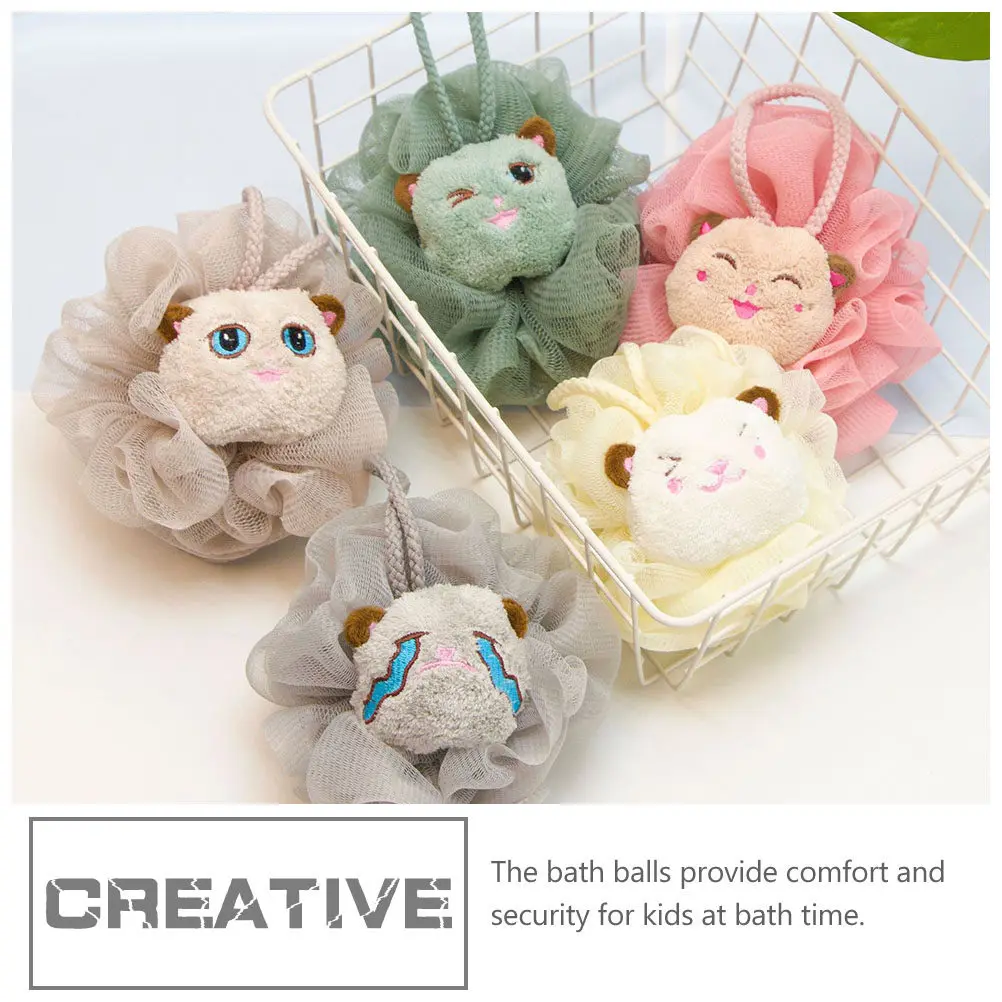 

6pcs Cartoon Animal Flowers Durable PE Lovely Shower Balls Kids Bath Time Fun Foam Loofah Body Exfoliating Scrubbing Bath