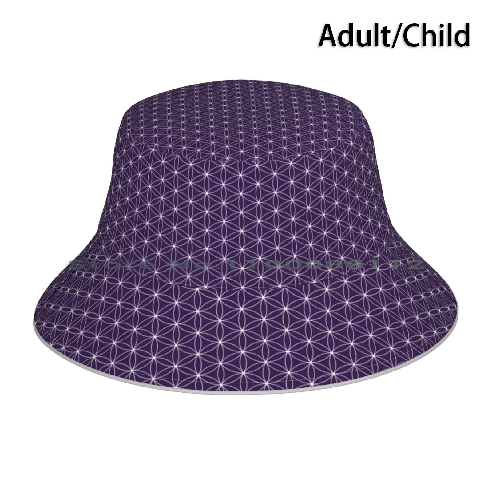 Flower Of Life ( Purple ) Bucket Hat Sun Cap Flower Of Life Floral Patter Sacred Geometry Foldable Outdoor Fisherman Hat