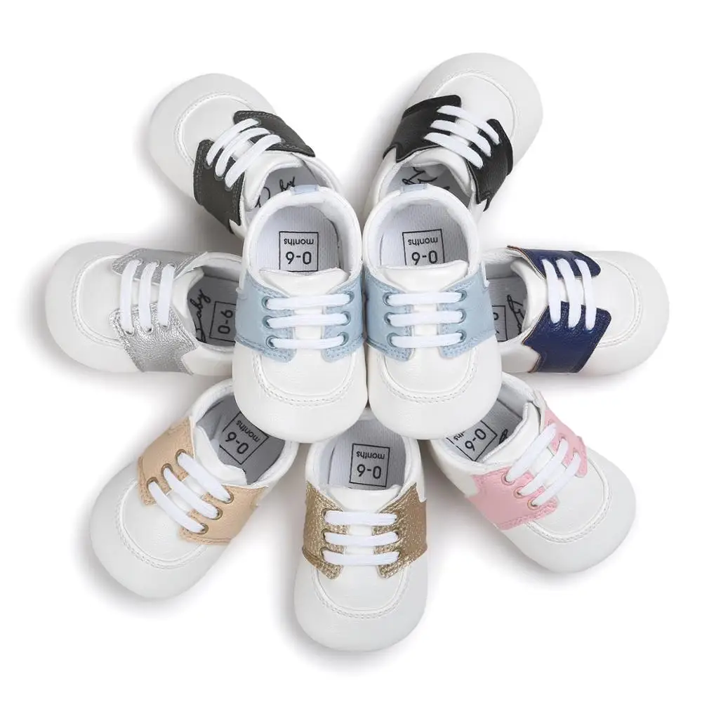 Sports Style Newborn Infant First Walkers Baby Shoes Boy Girl PU Sneaker Comfort White Shoes Casual Crib Moccasins