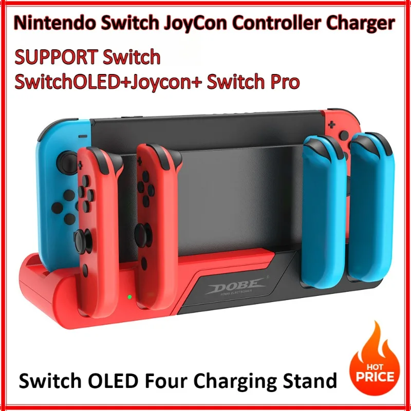 

Dock Stand Supports 4 Joycon Controllers For Nintendo Switch JoyCon Controller Charger Switch Pro Game Dock Charging