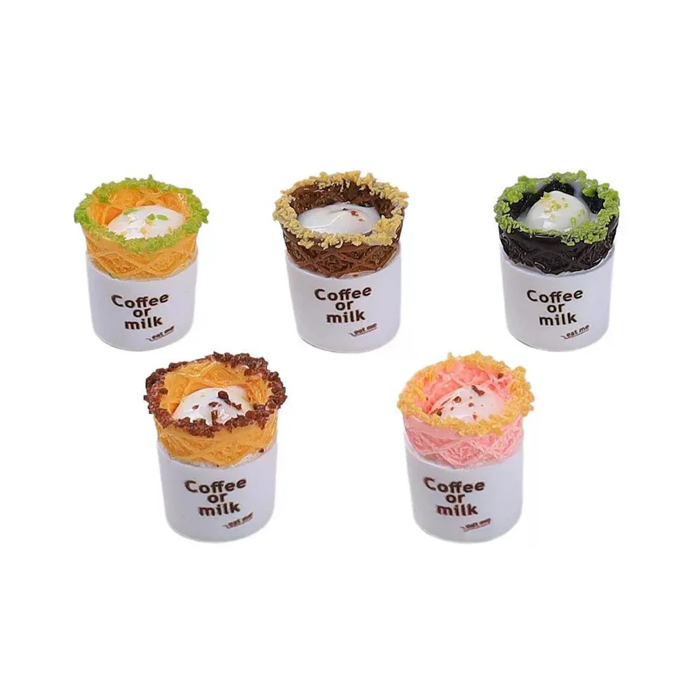 5PCS Shiny Coffee Biscuit Cup Miniature Flat Back Resin Cabochons For Hairpin Scrapbooking DIY Home Decor Craft Accessories