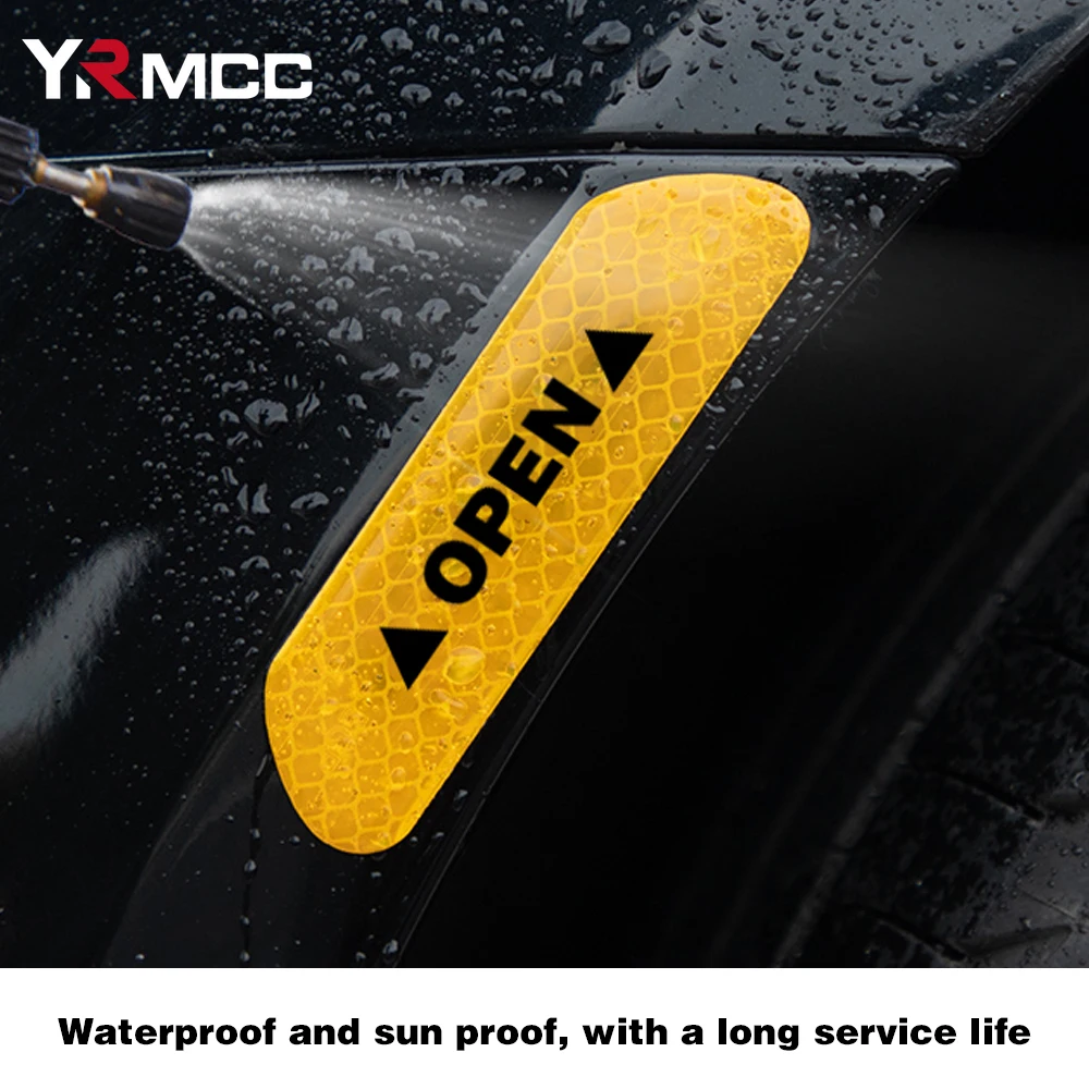 4PCS Car Door Sticker Safety Opening Warning Safety Reflector Tape Decal Car Accessories Exterior Reflector Sticker Accessories