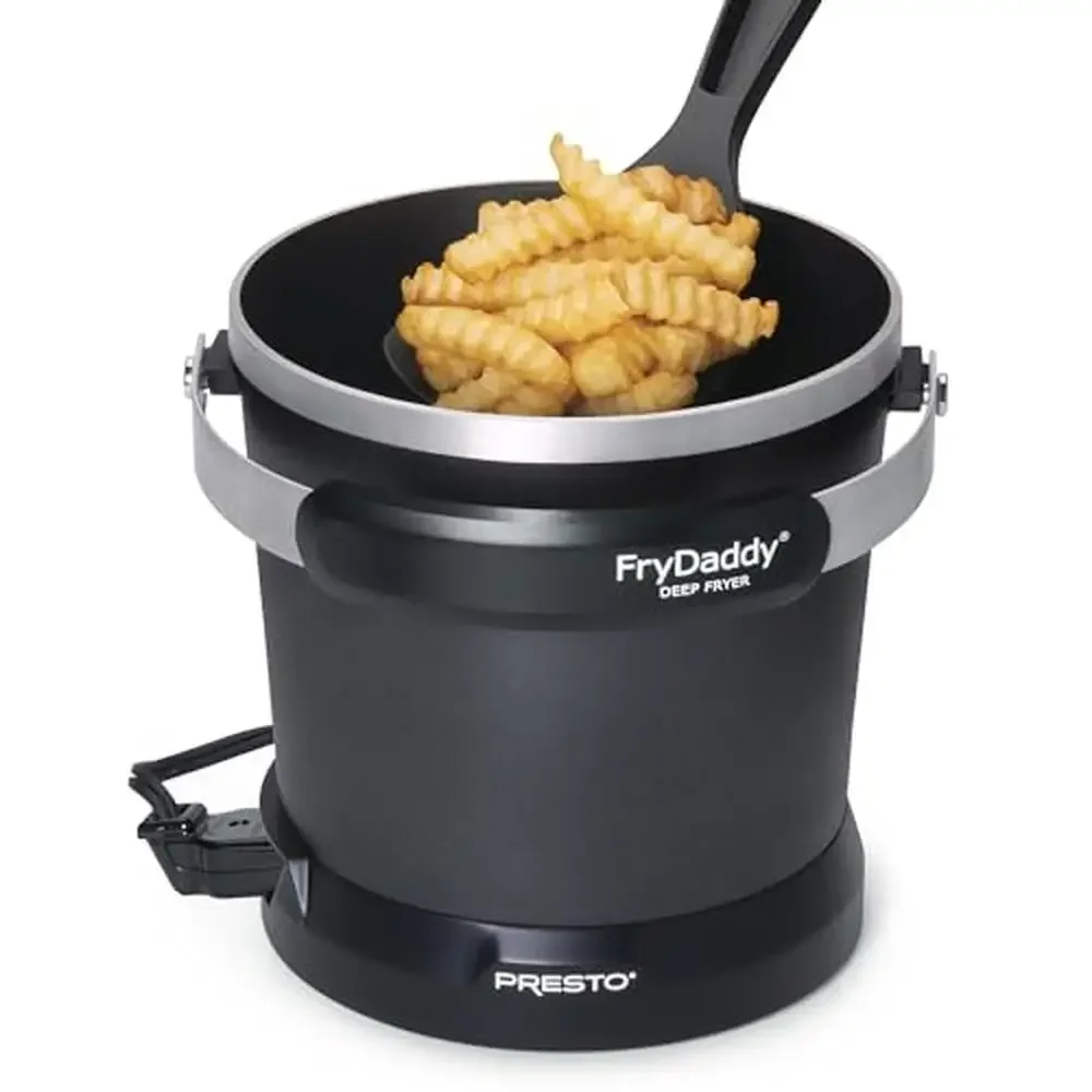 

4-Serving Electric Deep Fryer Handy Scoop Nonstick Snap-On Lid Easy Clean Black