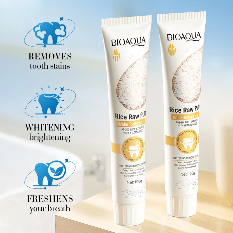 2/4 Pack Rice Pulp Whitening Toothpaste for Cleaning Teeth, Beautifying Teeth, and Protecting Gums, with Menthol for Cleaning Stains, Freshening Breath, Reducing Odor, and Niacinamide for Maintaining Oral Hygiene, Strengthening, and Whitening Teeth