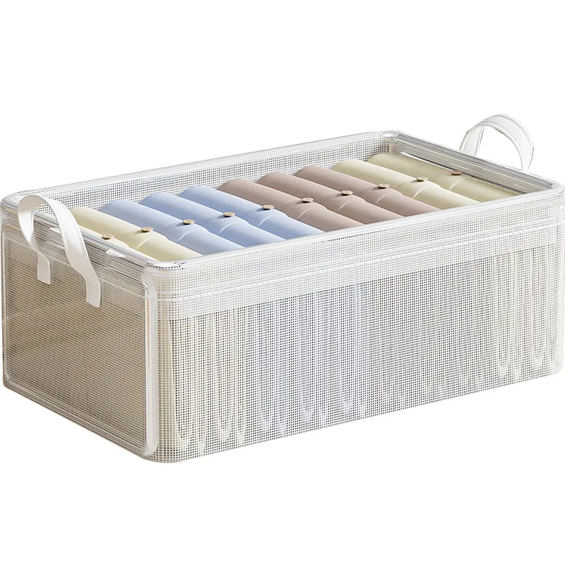 Clothes Storage Box Household Wardrobe Clothes and Pants Fixing Box Transparent Layered Folding Storage Basket Box #3843