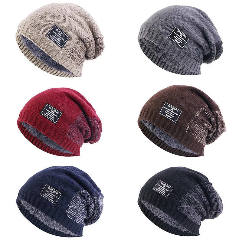 New Winter 2024 Double Thickened Breathable Insulated Knit Hat Lined With Pile Pile Pile Wool Hat Brim Hat