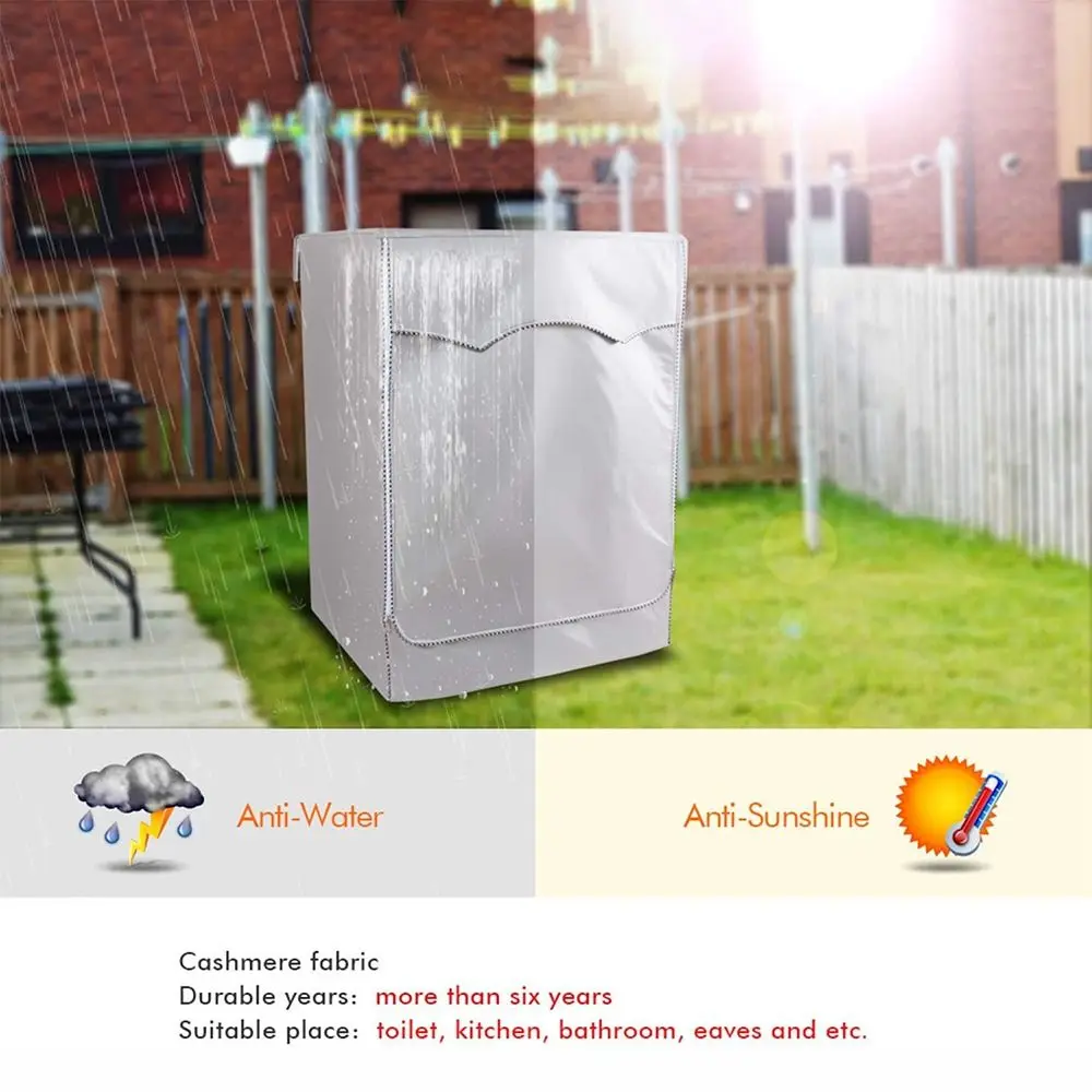 Nieuwe Universele Wasmachine Cover Met Roll Edge Oxford Wasmachine Droger Cover Zilveren Wasmachine Covers Voor Front Loading Machine