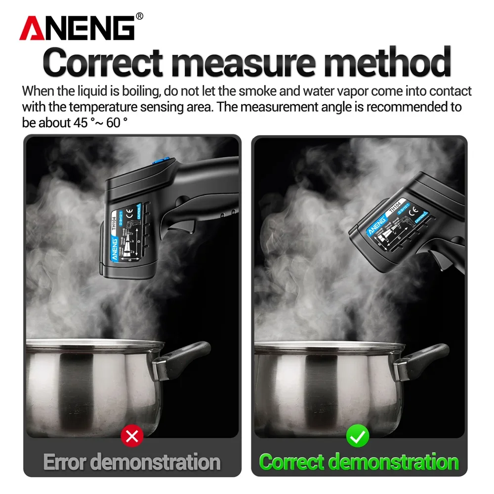 ANENG TH104 termometr na podczerwień laserowy miernik temperatury-50 ~ 550 ℃ bezkontaktowy pistolet Tempetature z ekranem wyświetlacza wstecznego VA