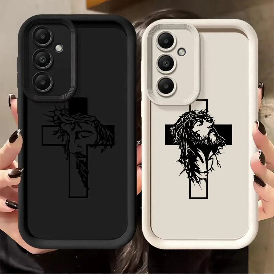 Phone Cover Case for Samsung Galaxy A23 A26 A32 A53 A54 A56 A12 A13 A71 A72 A15 A16 A34 A51 A73 A35 A36 God Cross Art