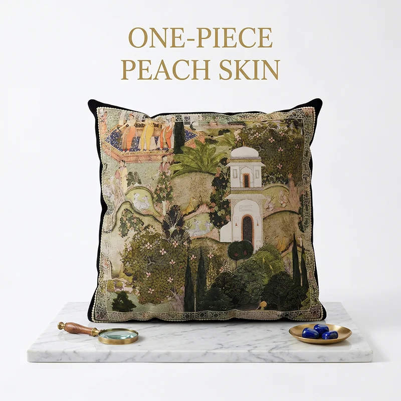 

1 Pc Minimalist Europe Swallows and Castle Peach Skin Cushion Cover Throw Pillow Case Home Decor for Household Items Room 40x40