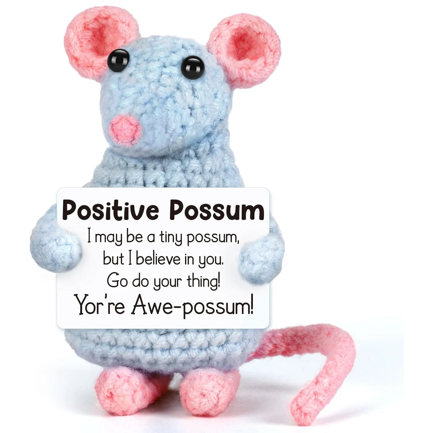 Mini Crochet Opossum Dolls Home Decor Merry Inspirational Cheer Up Christmas Gifts Handmade Knitted Possum Doll Desktop Ornament