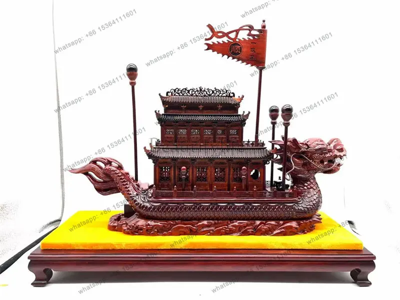 Wood carving West Lake dragon boat model desktop ornament factory direct sales can be customized