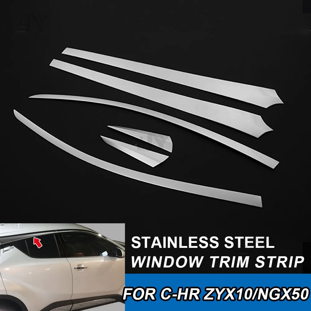 

6PCS Exterior Window Trim for TOYOTA C-HR ZYX10/NGX50 Stainless Steel Auto Exterior Cover