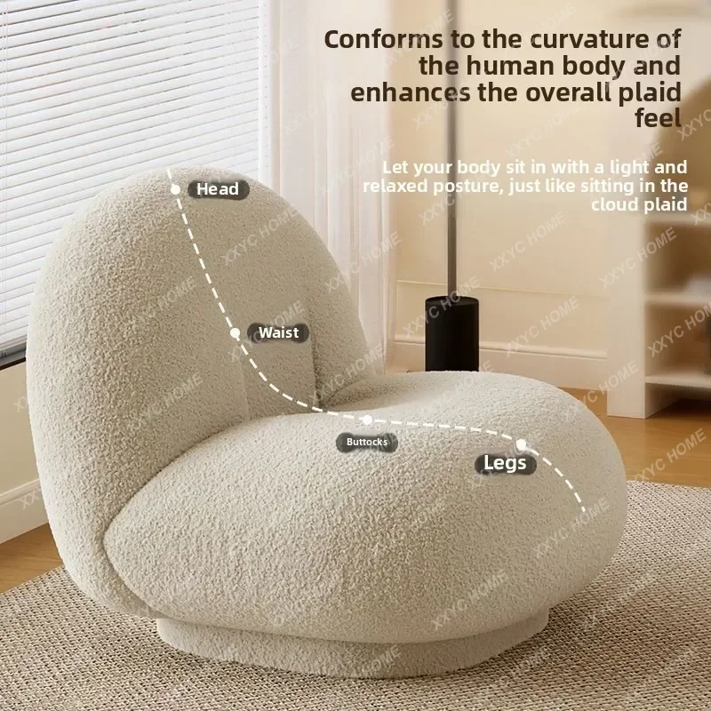 

HHhot Sale Sofa Chair Lamb Wool Fabric Sofa Chair Bedroom Single Lounge Chair Home Balconies Leisure Chairs Comfortable