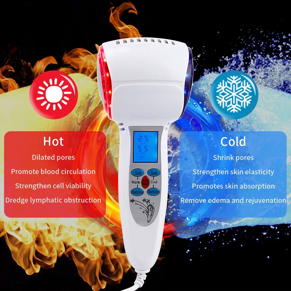 Nóng Lạnh Búa Cryotherapy Photon Xanh Dương Điều Trị Mụn Nâng Cơ Trẻ Hóa Da Mặt Máy Chăm Sóc Mặt Có Đèn LED Máy Massage Làm Đẹp