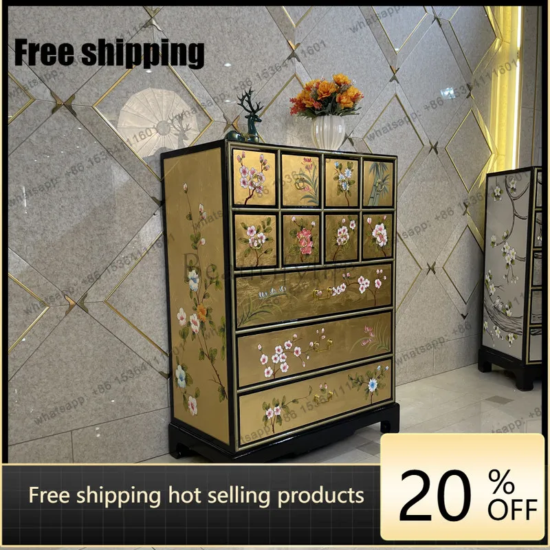 

XX. Chinese painted solid wood porch partition cabinet bedroom storage drawer cabinet