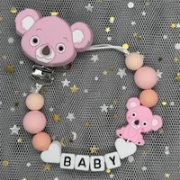 TeWindsor-Clips de Sucette Personnalisés avec Nom pour Bébé, Perles en Silicone, Jouets, Cadeau Personnalisé 5