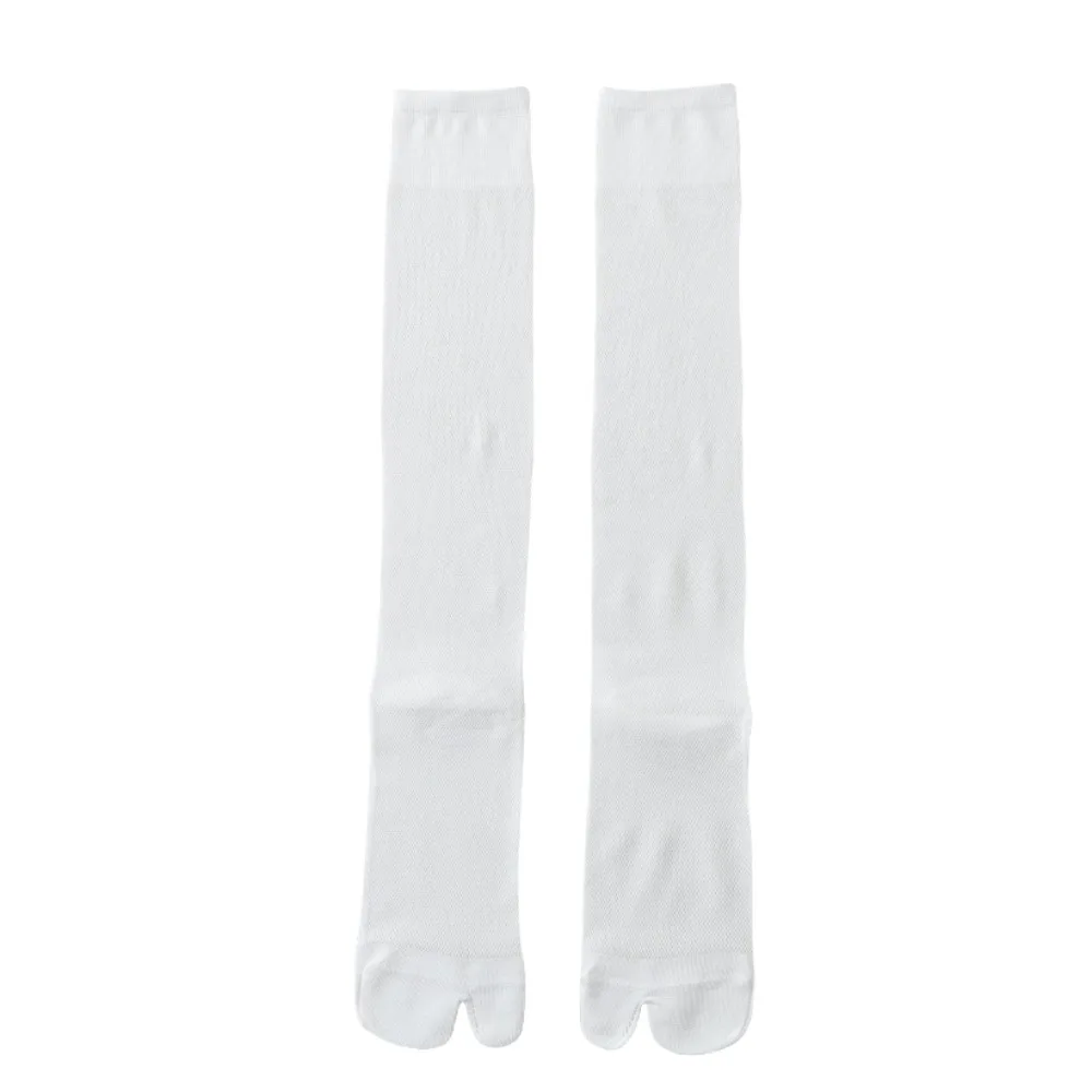 

Soft Solid Color Knee High Stockings Ultra-thin JK Ruffle Two Toe Socks Mesh Breathable Calf Long Socks Summer