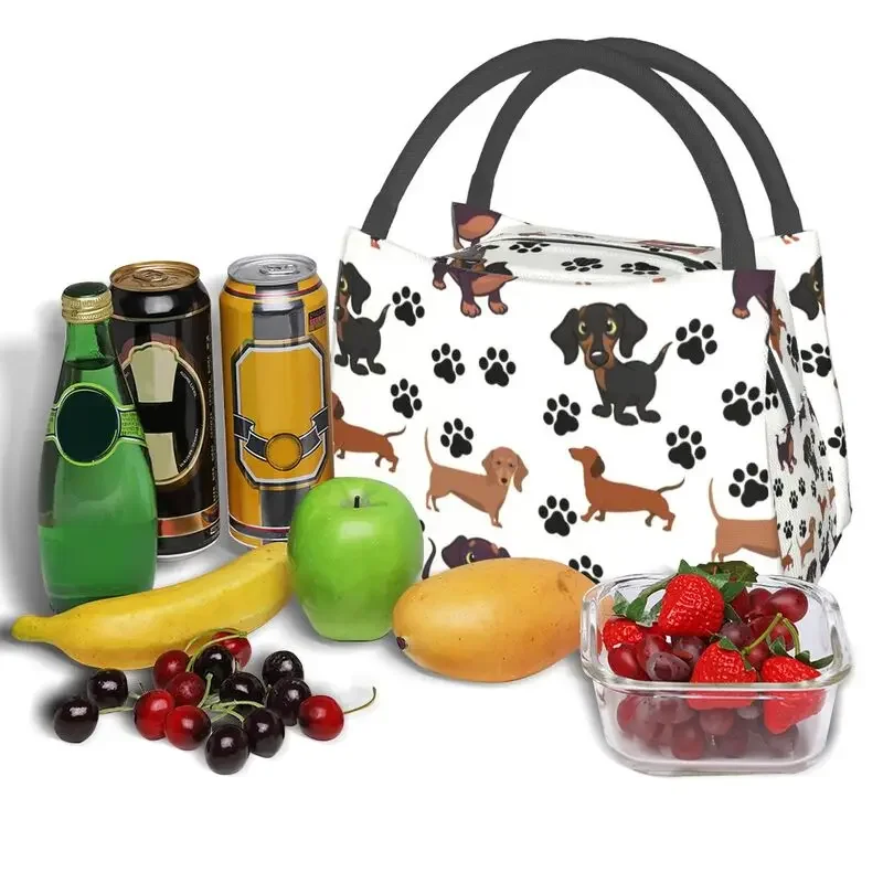 Dachshund Animal Paw Insulated Lunch Bags for Resuable Sausage Wiener Badger Dog Thermal Cooler Lunch Tote Office Picnic Travel