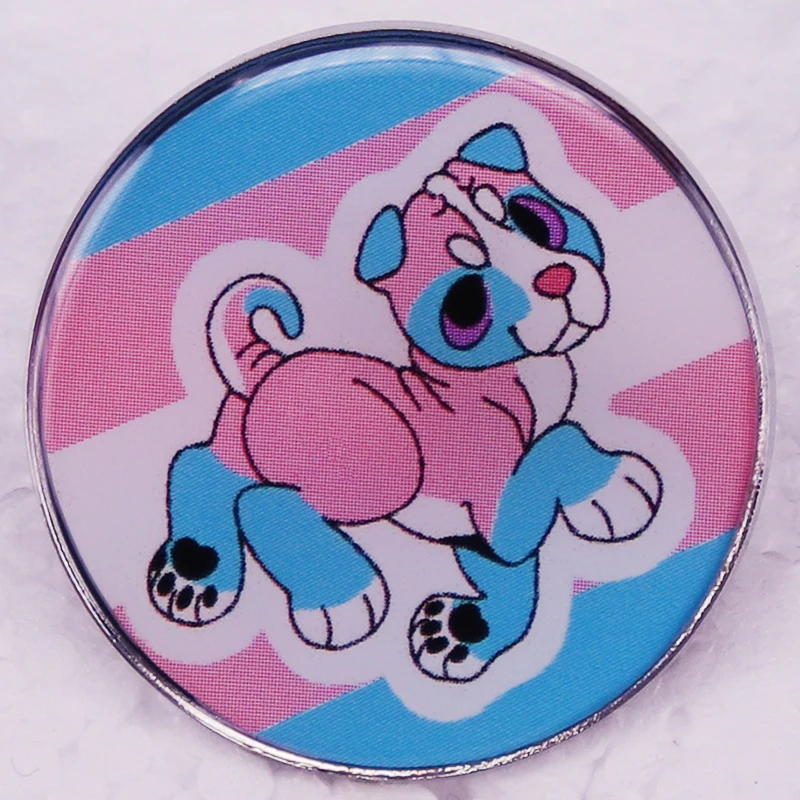 Shar Pei LGBTQ Trans Flag Sharpei Transgender Pride Ally Dog Button Badge Lapel Pins Jewelry