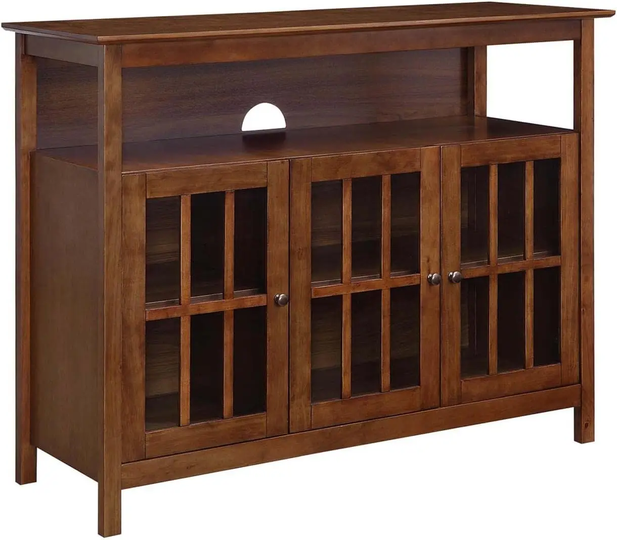 Big Sur Deluxe Tv Stand With Storage Cabinets And Shelf For Tvs Up To 55 Inches, Dark Walnut